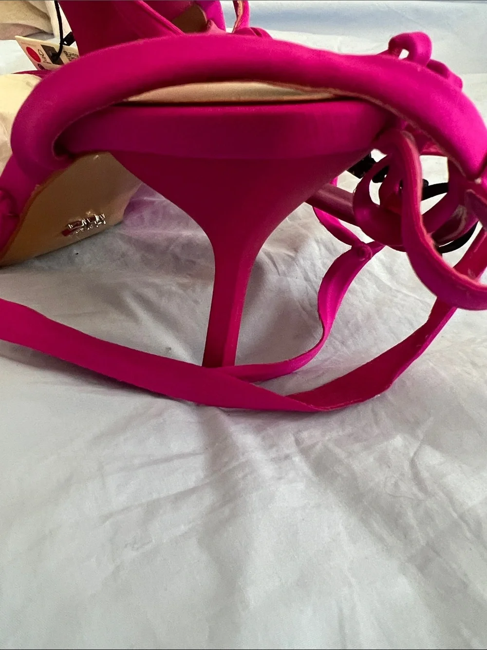LIMITED ADDITION Zara Bright Fuchsia Pointed-Toe Ankle Tie Heels